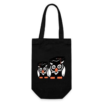 2 Eulen Schulabschluss College Abitur Student Team - Geschenkbeutel für Flaschen - Schwarz - Vorne