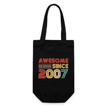 Awesome Since 2007" – Retro Vintage 18th Birthday - Gift Bag for Bottles - black - Front