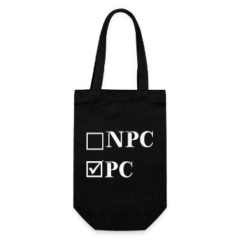 NPC vs PC - lustige Geschenkidee - Jugendsprache - Geschenkbeutel für Flaschen - Schwarz - Vorne