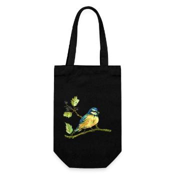 Bunter Vogel - Geschenkbeutel für Flaschen - Schwarz - Vorne