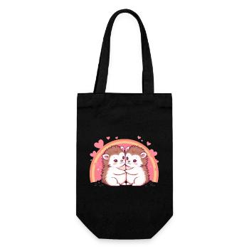 Verliebte Igel – Niedliches Umarmungs-Design - Geschenkbeutel für Flaschen - Schwarz - Vorne