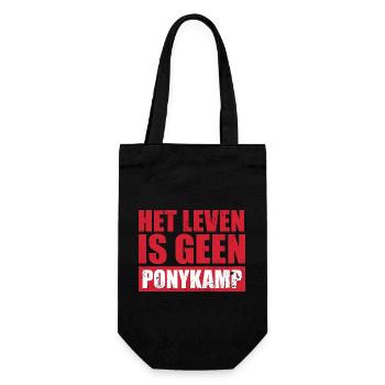 Het leven is geen Ponykamp – funny saying - Gift Bag for Bottles - black - Front