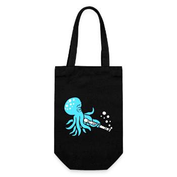 Oktopus Flöte Musik spielen Bläschen unter Wasser - Geschenkbeutel für Flaschen - Schwarz - Vorne
