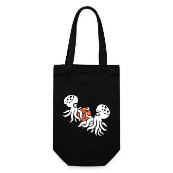 2 Oktopus Basketball spielen Ball Team Sport Hobby - Geschenkbeutel für Flaschen - Schwarz - Vorne