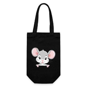 Mignon bébé souris qui regarde - Sac à bouteille - noir - Devant