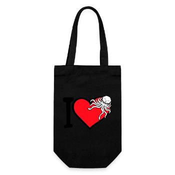 Ich liebe Oktopus Herz I Love Herz Symbol Logo süß - Geschenkbeutel für Flaschen - Schwarz - Vorne