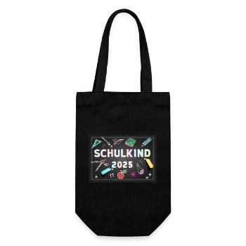 Schulkind 2025 Erstklässler - Geschenkbeutel für Flaschen - Schwarz - Vorne