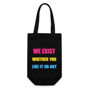 Nous existons - Drapeau pansexuel - Sac à bouteille - noir - Devant