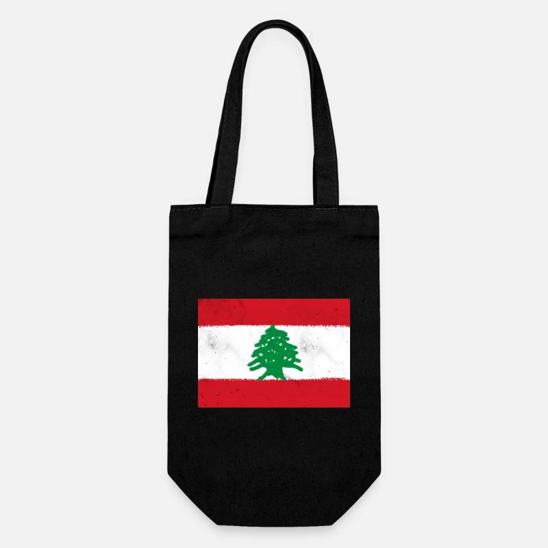 Flagge des Libanon - Geschenkbeutel für Flaschen - Schwarz