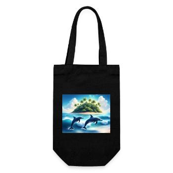 Tanz der Delfine – Tropische Inselträume - Geschenkbeutel für Flaschen - Schwarz - Vorne
