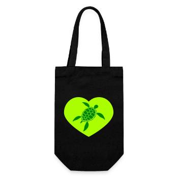 Turtle I Love Heart Symbol Love Logo Cute Cool - Gift Bag for Bottles - black - Front