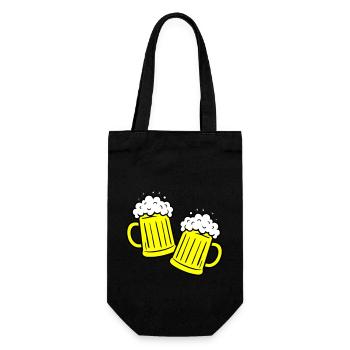 Bier Anstossen Saufen - Geschenkbeutel für Flaschen - Schwarz - Vorne
