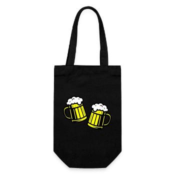 Bierglas Prost Symbol Bier - Geschenkbeutel für Flaschen - Schwarz - Vorne