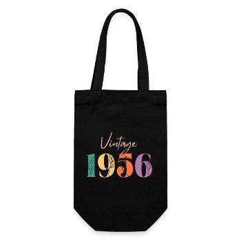 Jahrgang 1956 Blumen - Geschenkbeutel für Flaschen - Schwarz - Vorne