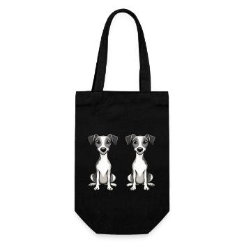 Whippet Hund Comic - Geschenkbeutel für Flaschen - Schwarz - Vorne