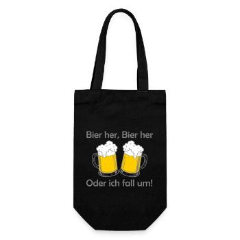 Bienen hier, Bienen hier - oder ich fall um! - Geschenkbeutel für Flaschen - Schwarz - Vorne