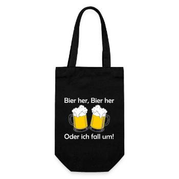 Bienen hier, Bienen hier - oder ich fall um! - Geschenkbeutel für Flaschen - Schwarz - Vorne