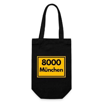 Place sign - then Retro urban Zip Code 8000 Munich - Gift Bag for Bottles - black - Front