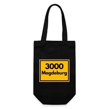 Place sign - then retro old zip code 3000 Magdeburg - Gift Bag for Bottles - black - Front