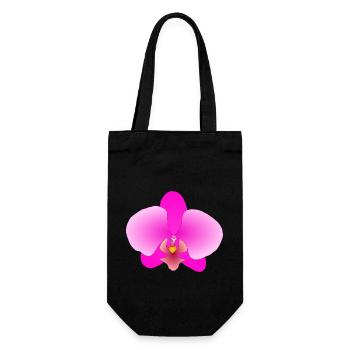 Rosa Orchidee - Geschenkbeutel für Flaschen - Schwarz - Vorne
