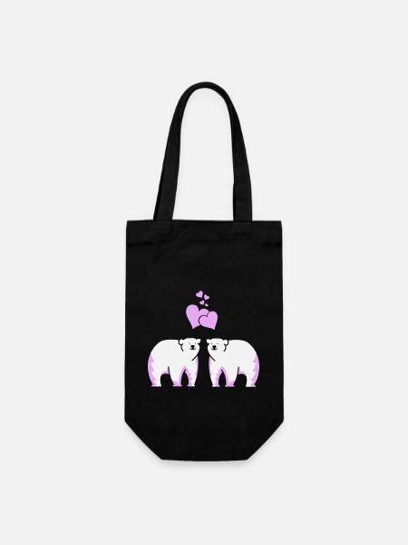 Ours polaires amoureux - Sac à bouteille - noir