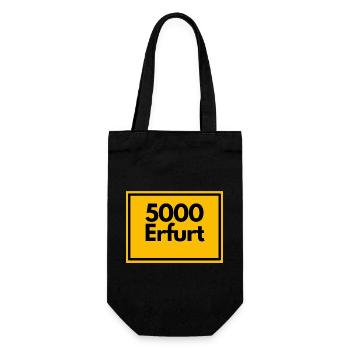 Ortsschild - damals Retro alte PLZ 5000 ERFURT - Geschenkbeutel für Flaschen - Schwarz - Vorne