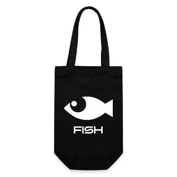 Minimalistischer Fisch Icon Angeln Meer Ozean - Geschenkbeutel für Flaschen - Schwarz - Vorne