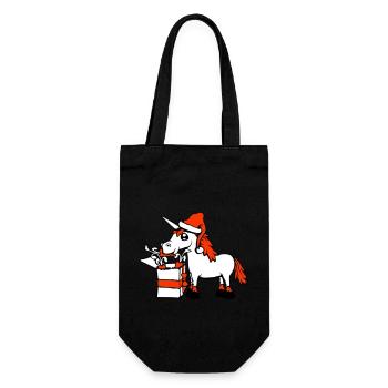 Licorne Noël Père Noël Cadeaux Chapeau - Sac à bouteille - noir - Devant
