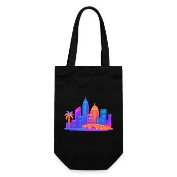skyline city stadt - Geschenkbeutel für Flaschen - Schwarz - Vorne
