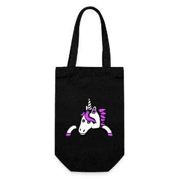 Einhorn Hinter Zaun Mauer Tasche Süß Klein Gemalt - Geschenkbeutel für Flaschen - Schwarz - Vorne