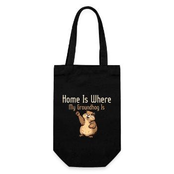 Home Is Where My Groundhog Is Rodent Animal - Geschenkbeutel für Flaschen - Schwarz - Vorne