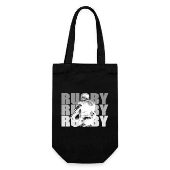 Rugby-Spieler in kontrastierender Silhouette - Geschenkbeutel für Flaschen - Schwarz - Vorne