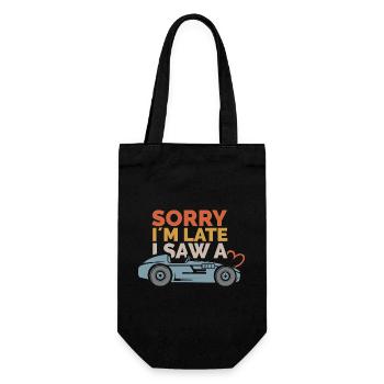 Sorry, i ́m late – Car Sayings Design - Gift Bag for Bottles - black - Front