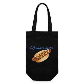 Deftiger Hotdog mit Senf - Geschenkbeutel für Flaschen - Schwarz - Vorne