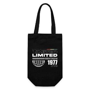 1977 Birthday Gift - Vintage 1977, 48th Birth - Gift Bag for Bottles - black - Front
