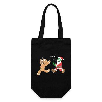 Lebkuchen Weihnachten Lebkuchenmann Gingerbread - Geschenkbeutel für Flaschen - Schwarz - Vorne