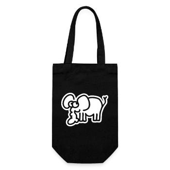 Kleiner Elefant – süßes Safari Comic Tier-Motiv - Geschenkbeutel für Flaschen - Schwarz - Vorne