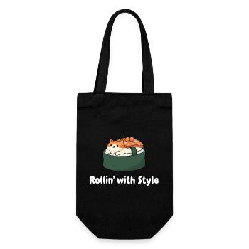 Sushi Katze Roll Stil - Geschenkbeutel für Flaschen - Schwarz - Vorne