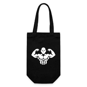 Bodybuilder Silhouette – Muskelpower Design - Geschenkbeutel für Flaschen - Schwarz - Vorne