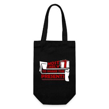 Most Likely to Shake the Presents Christmas Fun - Gift Bag for Bottles - black - Front