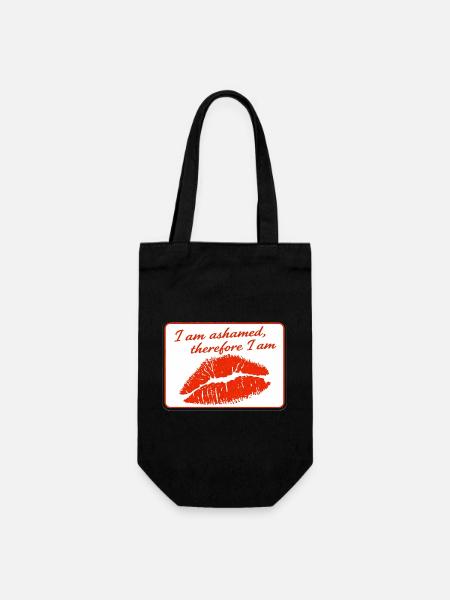 I am ashamed, therefore I am - Gift Bag for Bottles - black