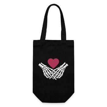  ewige Liebe | Knochenhände | Skelett | Herz - Geschenkbeutel für Flaschen - Schwarz - Vorne