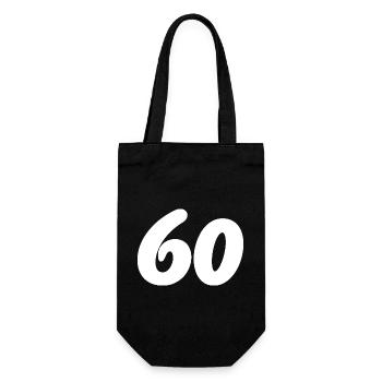 60. 60 JAHRE. 60-JÄHRIGES JUBILÄUM. 60. GEBURTSTAG. - Geschenkbeutel für Flaschen - Schwarz - Vorne