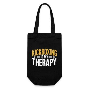 Kickboxing Ist Meine Therapie - Geschenkbeutel für Flaschen - Schwarz - Vorne