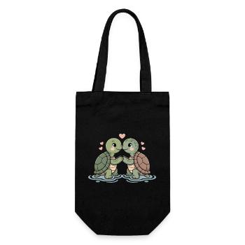 Couple de tortues amoureux animaux La Saint-Valentin - Sac à bouteille - noir - Devant