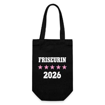 Friseurin 2026 Neuer Job Arbeit Ausbildung Lehre - Geschenkbeutel für Flaschen - Schwarz - Vorne
