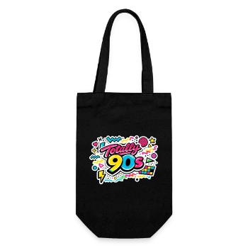 90er Vintage 90s Mottoparty - Geschenkbeutel für Flaschen - Schwarz - Vorne