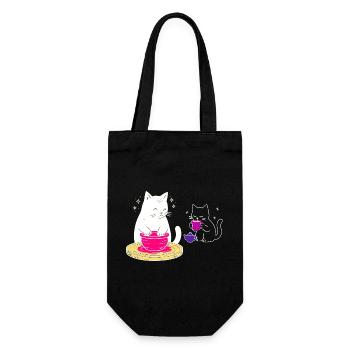 Handwerkerisches Katzenleben – Vom Rad zum Tee - Geschenkbeutel für Flaschen - Schwarz - Vorne