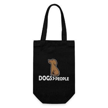 Dogs Over People Hund Lustig Antisozial Spruch - Geschenkbeutel für Flaschen - Schwarz - Vorne