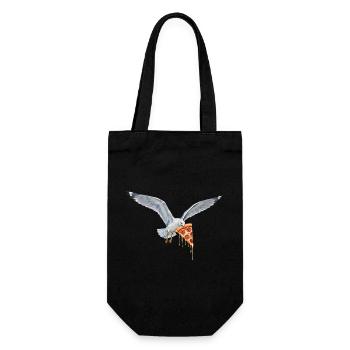Mouette drôle qui vole des frites sur la plage - Sac à bouteille - noir - Devant